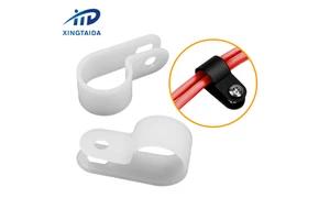 Cable Clamp R-Type Cable Clip Wire Clamp 5/8" Nylon Screw Mounting Cord Fastener Clips with Screws for Wire Management