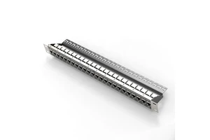 24-Port RJ45 Female Feed Through Modular Patch Panel Cat5e Cat6 Shielded 19\" 1U Rack Mount with Cable Management