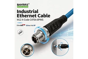 BAYMRS Eight-core X-type M12 RJ45 Male/Female Adapter Double Shielded IP67 Waterproof Industrial Network Cable Copper Housing