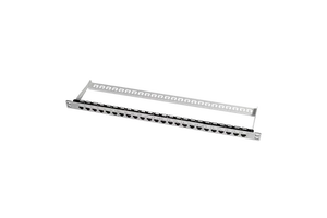 Flat Blank 19 inch Patch Panel Frame for 24 Keystone Jacks, Ultra Thin 0.5U, Unloaded, Light Grey