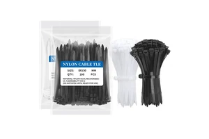 Factory 100-Piece Pack Heavy Duty 5.9-Inch Nylon Zip Ties Self-Locking Cable Ties 120lbs Tensile Strength Black White 7.6*150mm