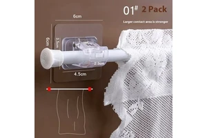 No-Drill Home Wall Adhesive Mount Clip Telescopic Door Bracket With Novelty Easy Curtain Rod Hook Installation