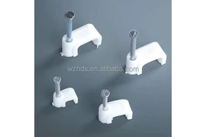 HDS Quality 6mm 100pcs/bag Assurance Round/circle Type Plastic Cable Clips Wall Wire Cable Clips With Steel Nail