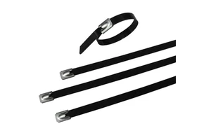 UV Resistant Polyester Coated Black Stainless Steel Cable Ties
