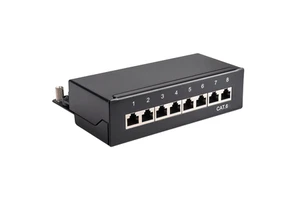 Linkwylan Network RJ45 Cat6 8 Port 1U Shielded Patch Panel with Phosphor Bronze Contacts for LSA Desktop Wall Mount