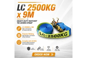 Z2LIFTING Heavy Duty Plastic Ratchet Strap/Ratchet Tie Down/Lashing Belt 5 Tons Lashing Belt AS/NZS