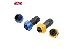 M19 4P IP67 Waterproof Electrical Industrial Connector Yellow Blue Power Male Plug Female Socket Wire To Board PCB Connector