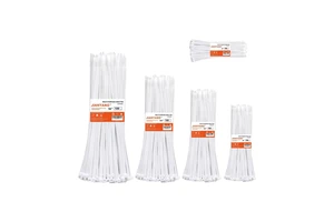 Zip Ties Assorted Size 6+8+12+14+18 Inch 500 Pack Double Sided Toothed 120 LBS Tensile Strength Heavy Duty Cable Wire Ties White