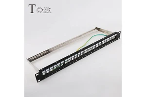 TOM-P-04 19'' 1U STP Blank Patch panel 24 port STP Blank Patch Panel with back bar, use for STP keystone jack
