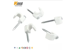 Circle Steel Nail Cable Clips Wholesale PE Plastic Round Wire Holders Wall Cable Staples Fasteners Direct Factory CE