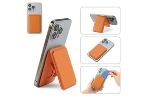 Strong Magnetic Phone Wallet Kickstand Premium PU Leather Foldable Card Holder Portable Adhesive Pad Mount Compatible for