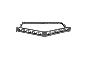Superior Quality 19 Inch 24 Ports Angled Blank Patch Panel With Back Bar Shielded