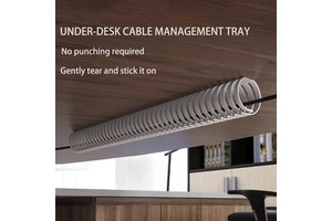 Fynova High Quality Modern Design Black White ABS Cable Conduit Underdesk Cable Management Tray Home Office Furniture Hardware