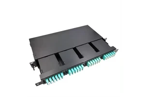 1U Rack Mount MTP/MPO Cassette Patch Panel 19 Inch ODF Panel with 3 Module 5G/4G POE Fiber Compatible with 12 x LC Duplex