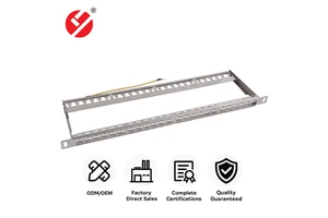 LIYUAN 0.5U 24-Port 19 Inch High Density FTP Cat5e/6/6A Silver Mini Keystone Jack Patch Panel