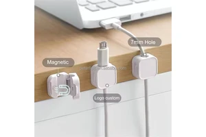 Magnetic Cable Clips for Desktop USB Charging Line Organizer with Winder