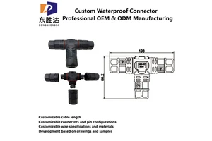 IP67 Threaded T Junction Connector Waterproof 3 Way Cable Splitter PVC Outdoor LED Lighting System OEM Supply