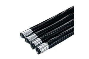 Flexible PVC Conduit Stainless Steel Cable Protector Electrical Protection Plastic Coating Metal Hose Flame Resistant Black Gray