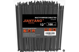 High Quality Never Break 12 Inch Zip Ties Double Sided Toothed 100LBS Tensile Strength Heavy Duty Nylon Cable Ties Self-Locking