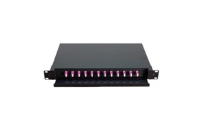 For 24-Port LC-OM4 Singlemode GSM Optical Fiber Distribution Frame Drawer-Type 1U 19-Inch Cabinet Rackmount Fiber Patch Panel
