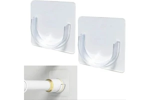 Excellent Self Adhesive Invisible Shower Rod Bracket No Drilling Wall Mount Tension Rod Retainer For Bathroom Kitchen Bedroom
