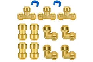 Universal 1/2 Inch DZR Brass Push-Fit Elbow Tee Coupling For PEX/Copper/CPVC Pipes High Pressure Corrosion-resistant Fittings