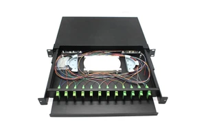 19 Inch Rack Mount ODF 1U 12 Port 12 Duplex DX SC 24 Fibers ODF Fiber Optic Patch Panel