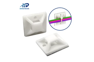 20x20mm Clip Clamp Sticky Black Self Adhesive Nylon Plastic Zip Bracket Wall Anchor Cable Tie Mount