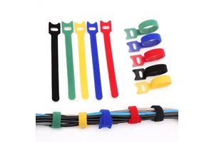 Colorful Flexible Nylon Cinch Strap Hook Loop Velcro Cable Strap Tie 400mm 2.5mm Double Side Reusable Carry Self Gripping