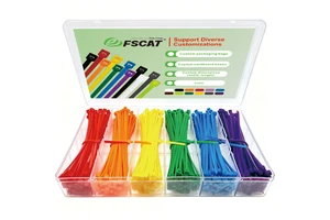 FSCAT Custom Color PA66 Self Locking Plastic Eco Friendly Bridas De Nylon UL CE For Electrical Applications Nylon Cable Ties