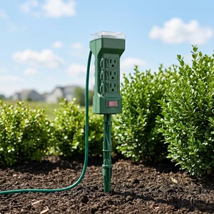Linsheng ETL Listed 6FT Waterproof 6 Outlets Outdoor Stake Timer With WaterProof Cover For Lawn & Garden Tools