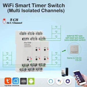 Tuya WIFI Smart Time Switch 5 Independent Switchesmulti Isolated Channels 16A 100-240VAC For Mobile Photo Smart