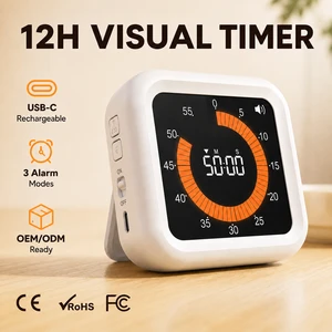 Rechargeable Rotary Visual Timer USB-C Pomodoro Study Countdown Timer 12 Hour Desk Time Management Clock ADHD Focus