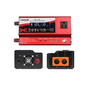Solar Inverter with 1200W Power. Converts 12V and 24V to 110V DC and Then to AC. Ambient Lighting. Customizable.