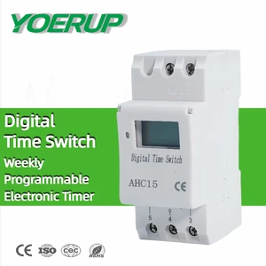 Electronic Timer Time Switches AHC15 Weekly 24 Hour AC110V 220V DC 12V 24V Din Rail LCD Display Programmable Digital Time Switch