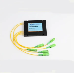 ZG Tech GPON FTTH 1260-1650nm Black ABS 2X4 PLC Splitter Module With SC/APC Connector Corning SMF-28e Fiber 3-Year Warranty