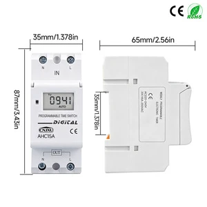New Type AHC15A Din Rail 2 Wire Weekly 7 Days Programmable Digital Time Switch Relay Timer Control AC 220V 230V 12V 24V 48V 16A
