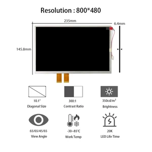 INNOLUX 10.2 Inch LCD Panel AT102TN03 V.8 Indoor Industrial PLC HMI Display 800x480 WVGA LCD Modules With Wide Temperature Range
