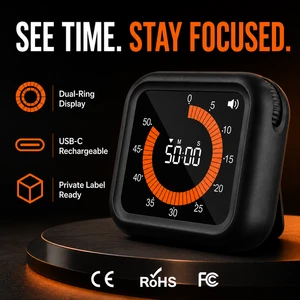 Digital Kitchen Timer Silent Alarm 12 Hour Magnetic Countdown Clock USB-C Rechargeable For Baking Gym Cooking