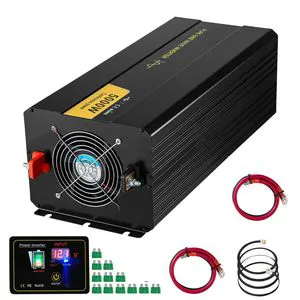 5000 Watt Pure Sine Wave Power Inverter DC 12V to AC 120V Car Model D0100HRS256 with LCD Display and USB Port Remote Control