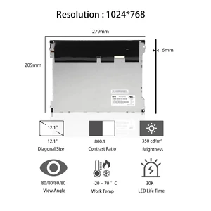 IVO 12.1'' 1024*768 XGA LCD Display M121GNX2 R1 PLC&HMI Panel 12.1 Inch LCD Module