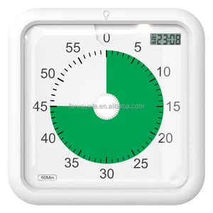 Visual Timer With Clock and Night Light, 60 Minute Countdown Timer for Kids, Magnetic Kitchen Timer With Low Battery Reminder