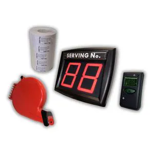 Queue Management System LED Display With Wireless LCD Remote And 10,000 Tickets - 2-Digit Red LED Counter For Retail & Offices