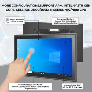 Industrial Hmi Linux Windows IP65 Waterproof 10.4 12.1 15 17 19 Inch Touch Panel Touchscreen Embedded Rugged All In One Pc