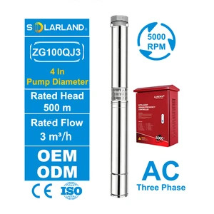 SOLARLAND Pompe Solaire Irrigation High Speed Variable Frequency Solar Deep Well Submersible Water Pump For Agriculture