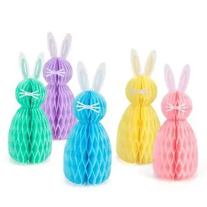 Rabbit Honeycomb Paper Foldable Ball Ornaments Kindergarten Classroom Holiday Party Supplies Easter Theme Indoor Decoration