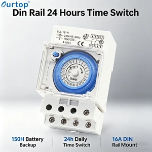 Ourtop Daily Program Analogue Time Switch Electronic Analog Timer Switch 16A,4A