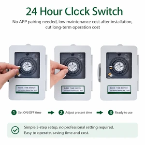 High Precision 15 Min Interval Mechanical Timer 100-240V Energy Saving 24h Cycle Time Switch for Irrigation & Agriculture System