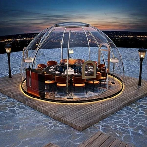 Luxury Transparent Geodesic Dome 360° Panoramic Glamping House & Rooftop Dining Igloo for Outdoor Resorts