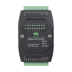 Waveshare IO 8CH Industrial Digital Input/Output Module DC 7-36V Wide Voltage Power Supply Modbus RTU Protocol RS485 Interface